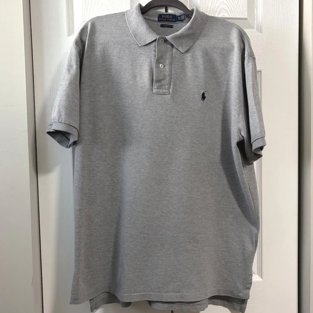 Polo Ralph Lauren Mens XL Classic Fit Short Sleeve Pique Polo Shirt Gray Heather